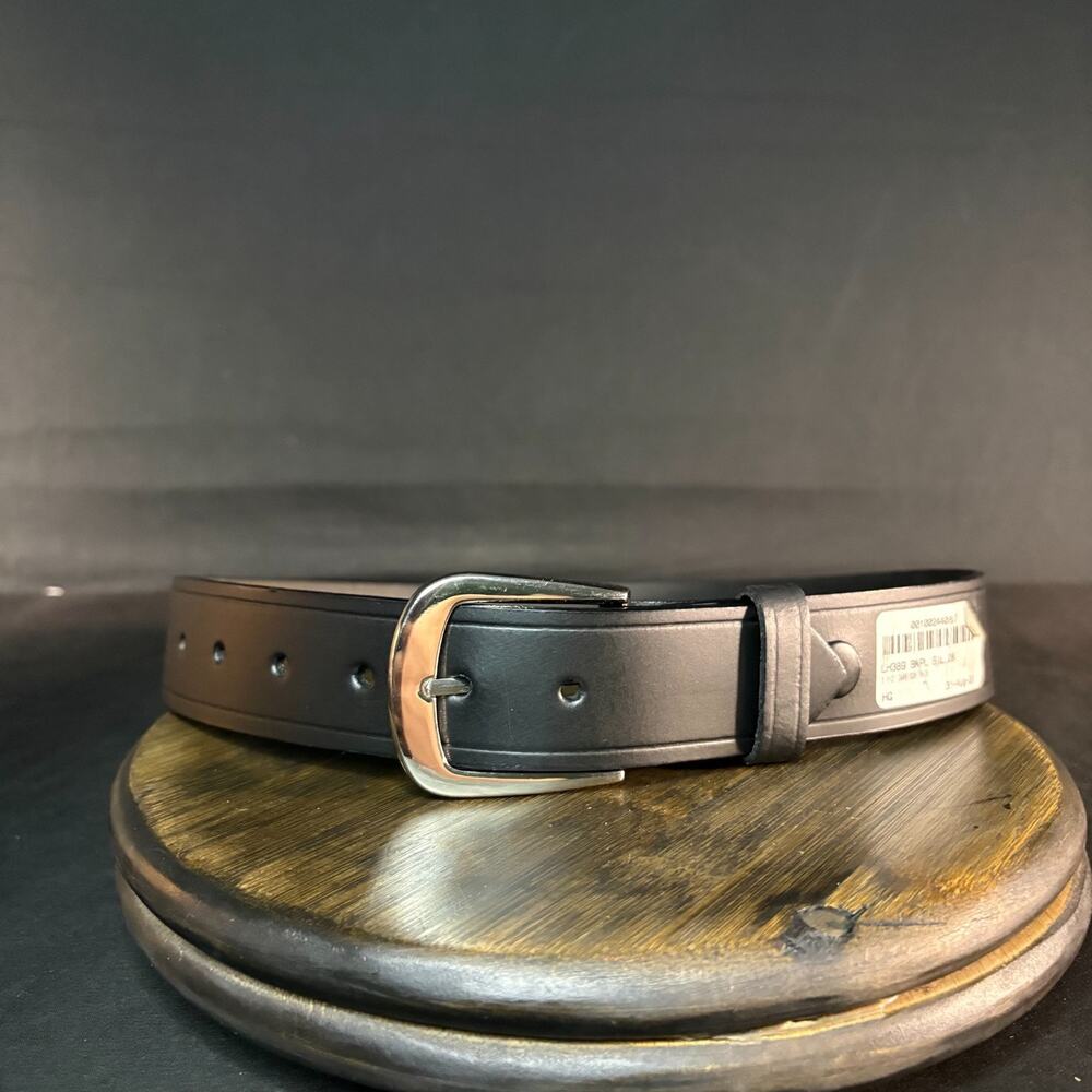 Premier Leather Pants Belt Size 28" Garrison Plain Black Chrome Nickel PL1511